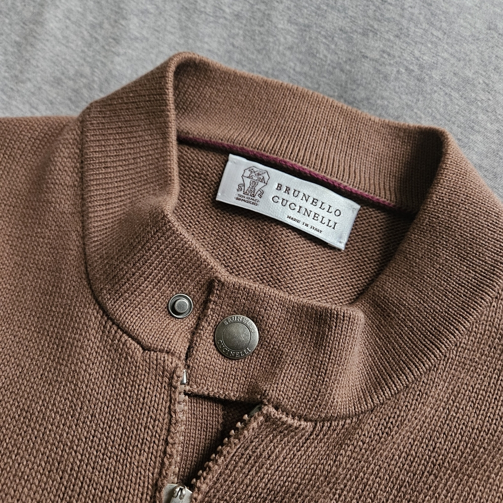 Brunello Cucinelli Brown Zip Up Sweater